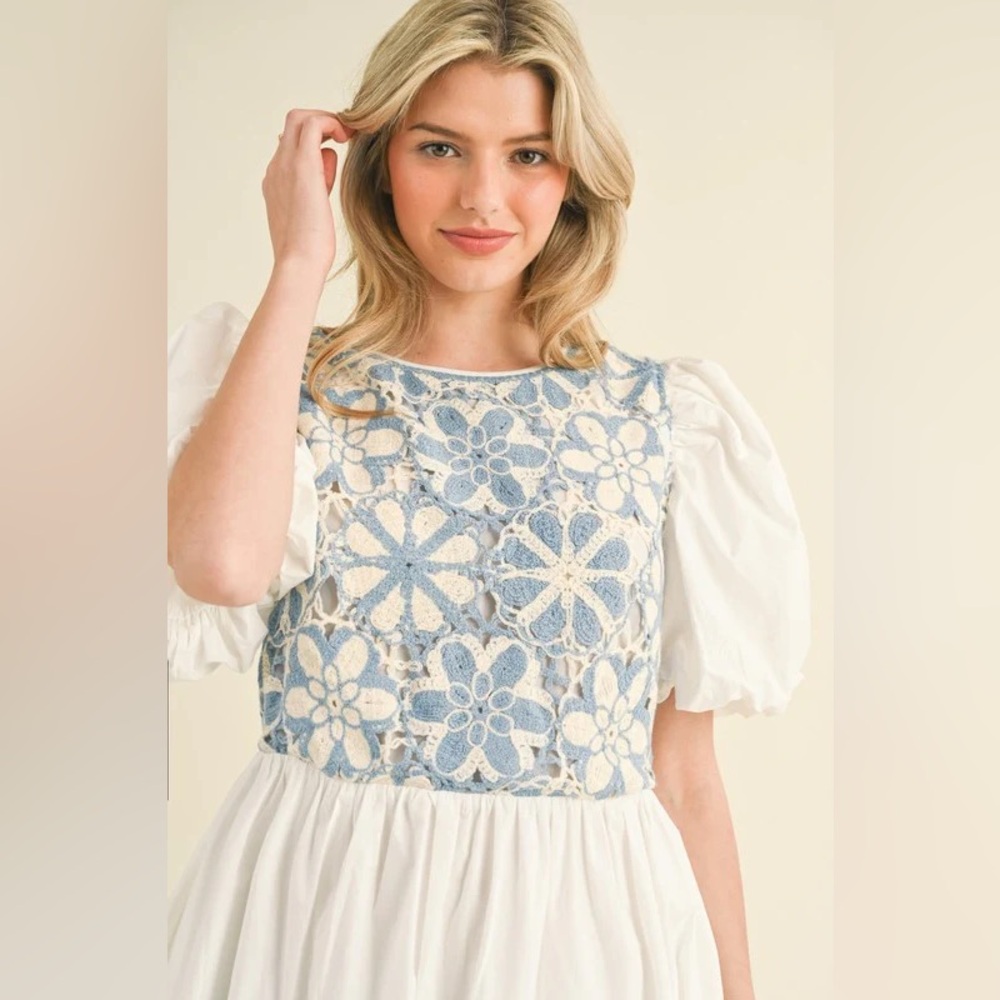 Crochet Tiered Midi Dress - Picture 3 of 6